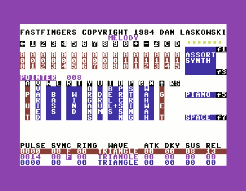 Fastfingers bank of sounds screen